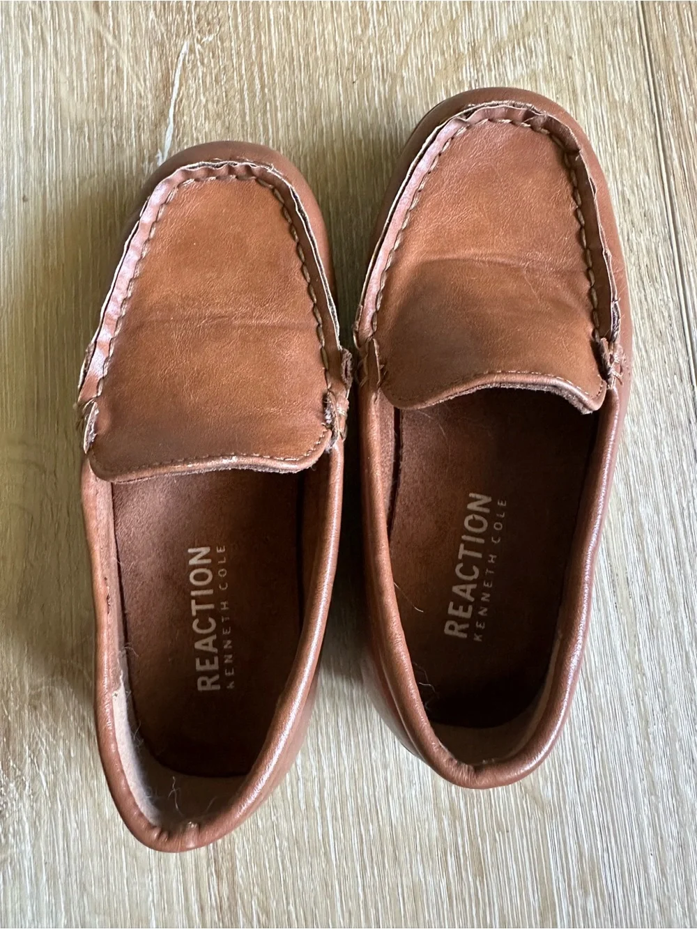 Kenneth Cole Reaction Boys Tan Leather Slip-On Loafers